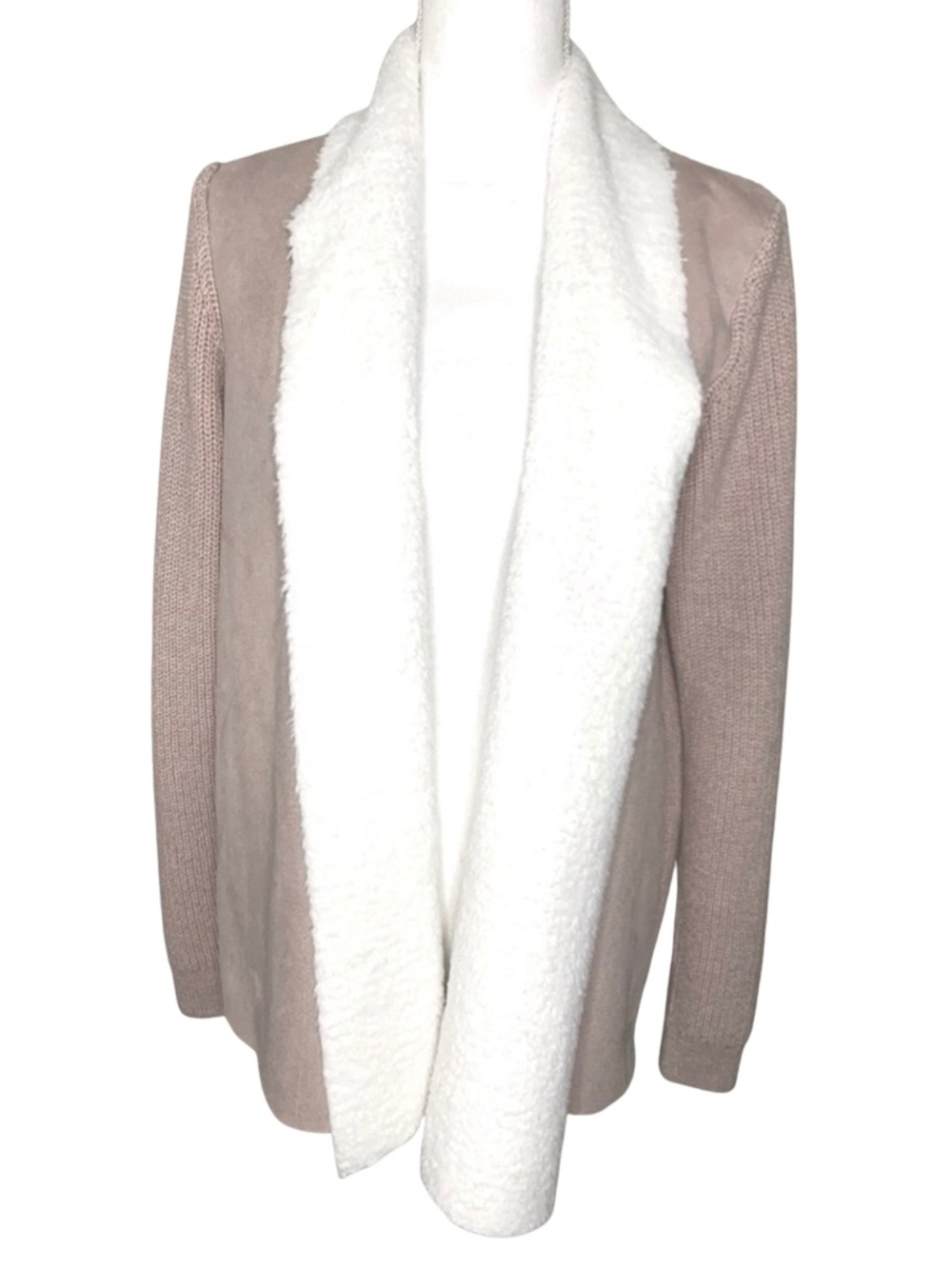 NWT Lety & Me Stitch Fix Women Large Cardigan‎ Sweater Sherpa Faux Suede Pink
